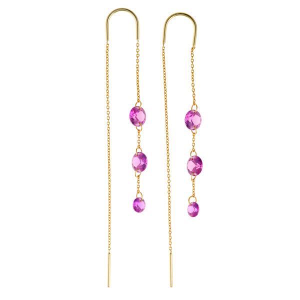 Pendientes de plata chapada con cadena