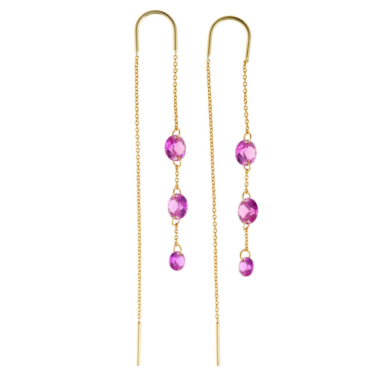 Pendientes de plata chapada con cadena