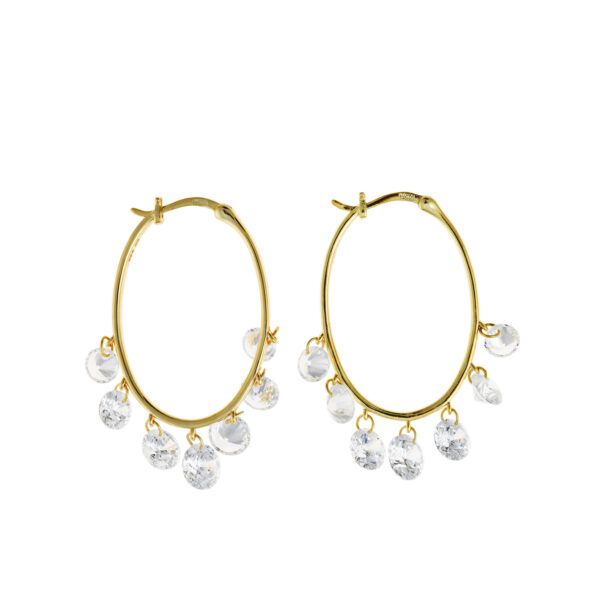 Pendientes aros ovalados con circonitas