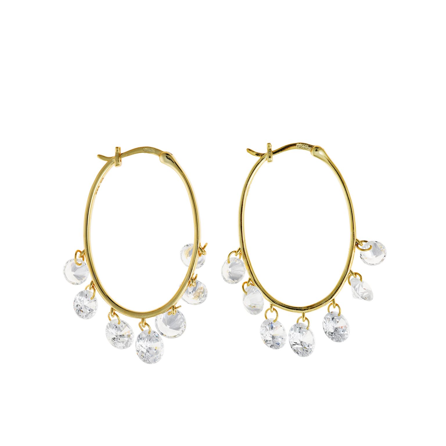 Pendientes aros ovalados con circonitas