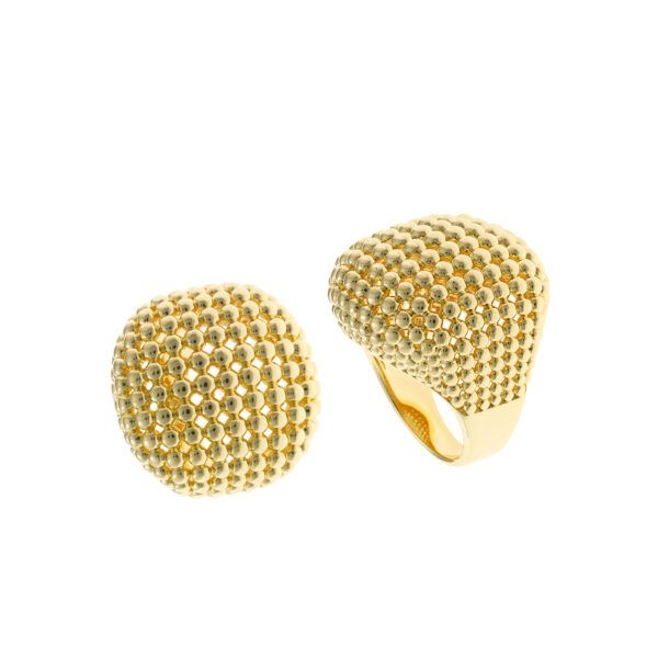 Sortija metal chapado bolitas