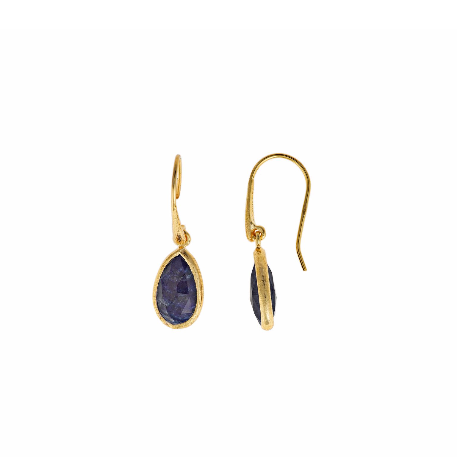 Pendientes plata chapada con zafiro azul