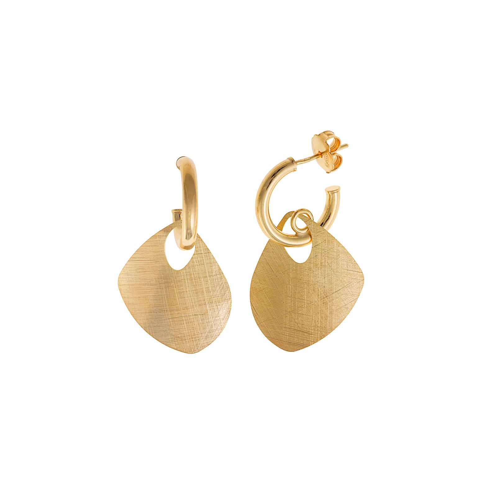 Pendientes plata chapada aro desigual