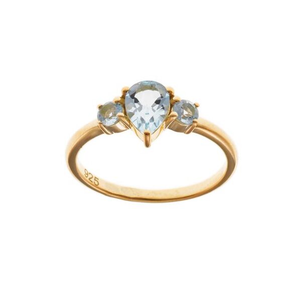 Anillo plata chapada con topacio azul