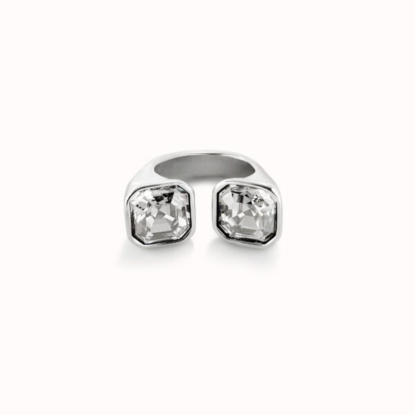 Anillo bañado en plata de ley con cristal blanco