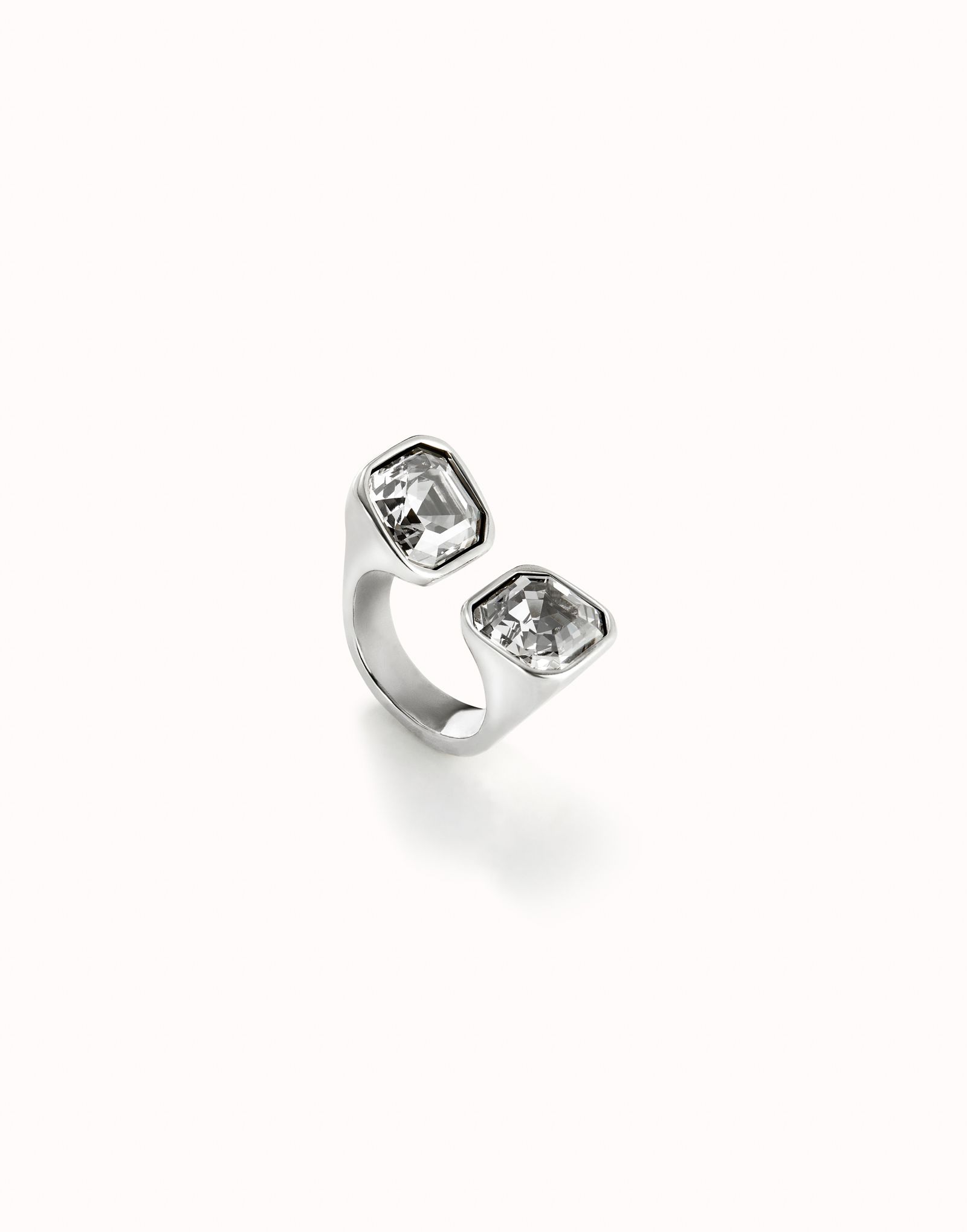 Anillo bañado en plata de ley con cristal blanco - Imagen 2