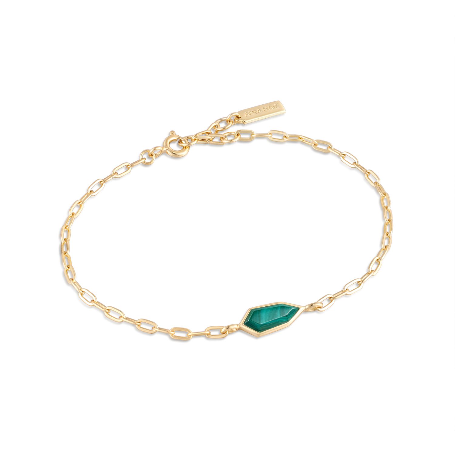 Pulsera de eslabones con malaquita