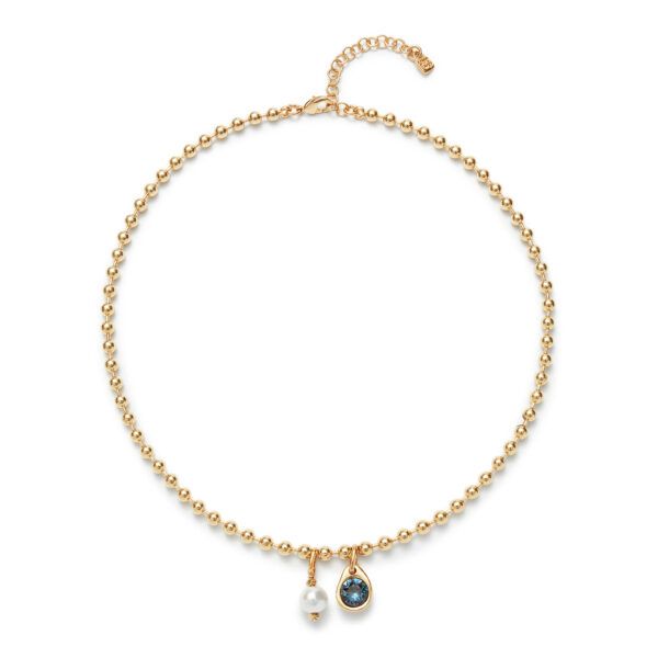 Collar cadena bolas con perla y cristal