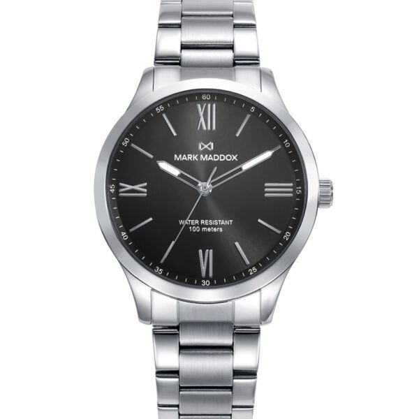 Reloj caja de acero esfera negra