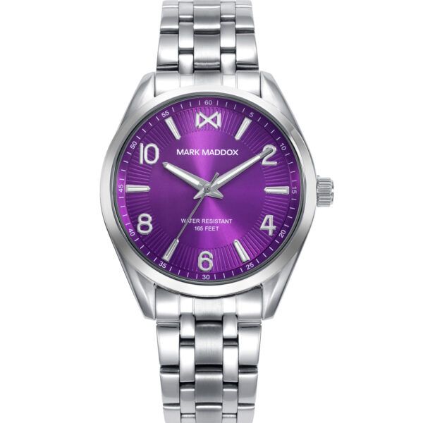 Reloj caja de acero esfera lila