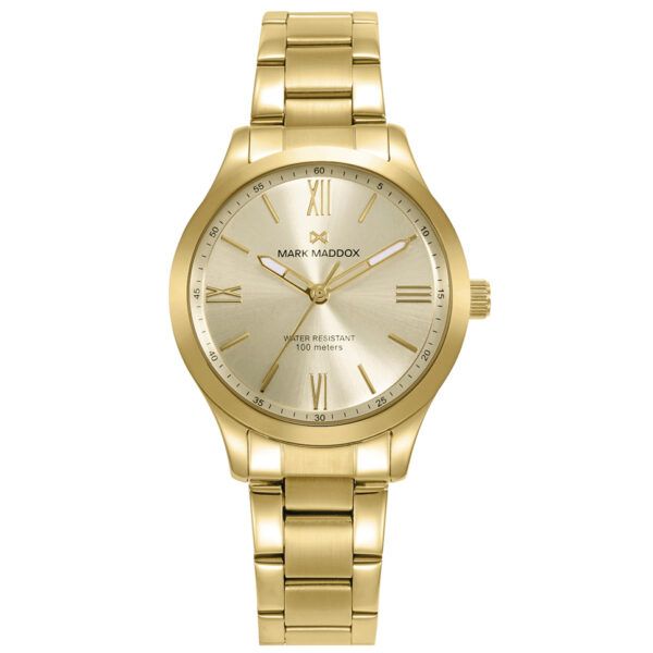 Reloj caja de acero Ip dorado mujer