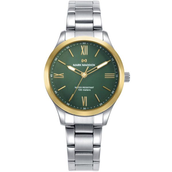 Reloj caja bicolor verde de acero