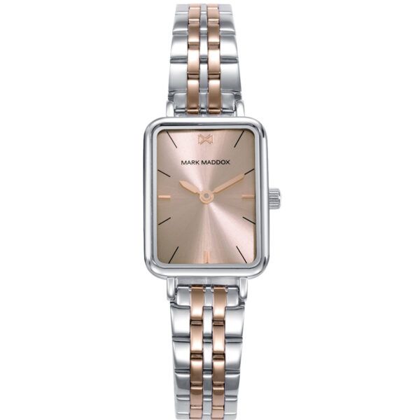 Reloj caja de acero y brazalete bicolor