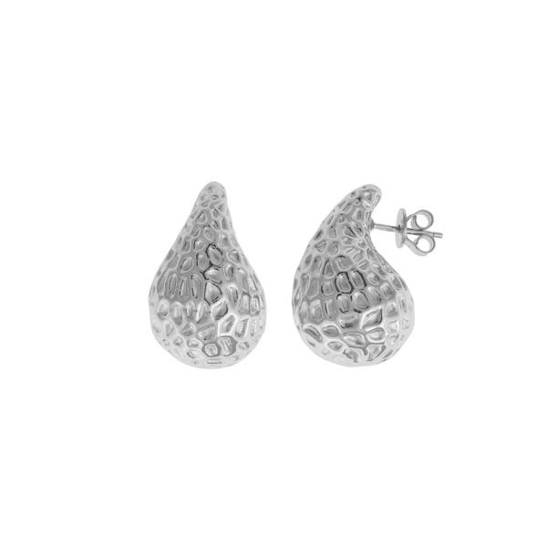 Pendientes de plata en forma de gota martilleada