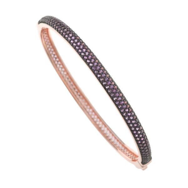 Pulsera plata caña y circonitas rosas