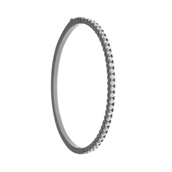 Pulsera caña plata chapada en rutenio y circonitas