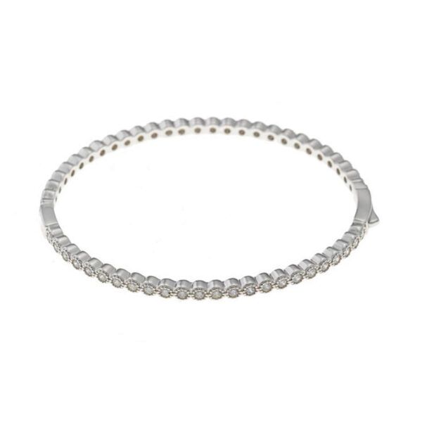 Pulsera Caña de Plata con Rodio y Circonitas Blancas