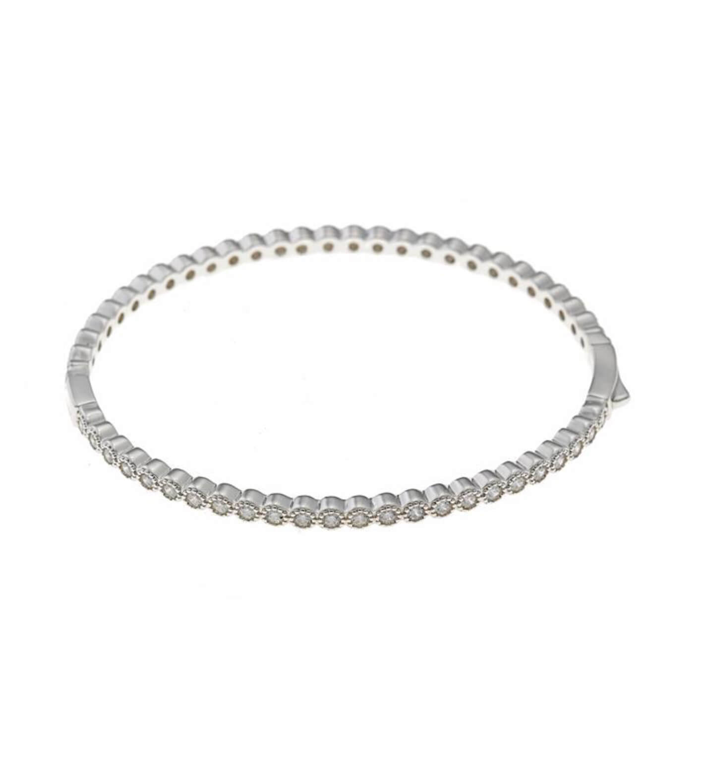 Pulsera Caña de Plata con Rodio y Circonitas Blancas