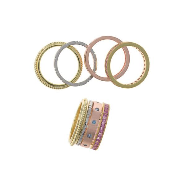Pack de anillos en rosado y circonitas