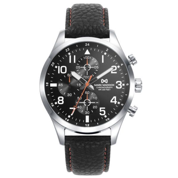 Reloj caja acero con correa de piel negra