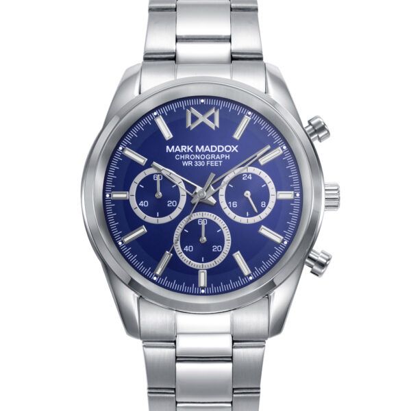 Reloj caja de acero esfera azul hombre