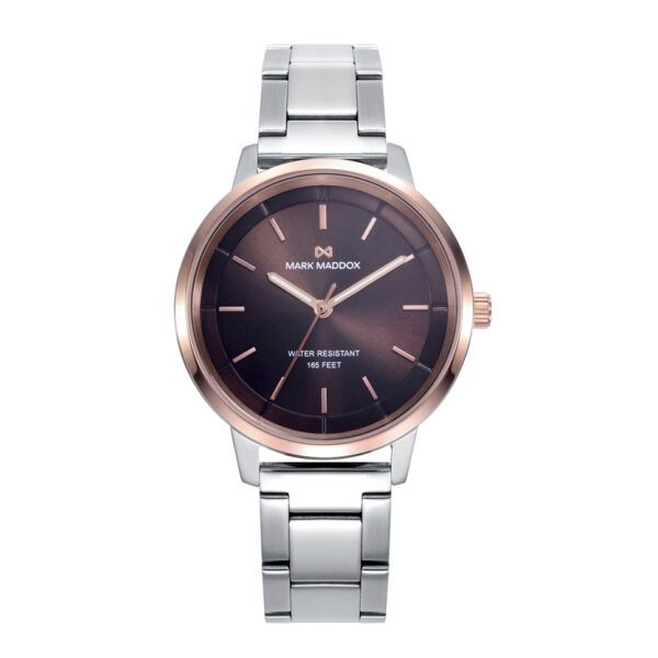 Reloj caja bicolor , esfera marrón