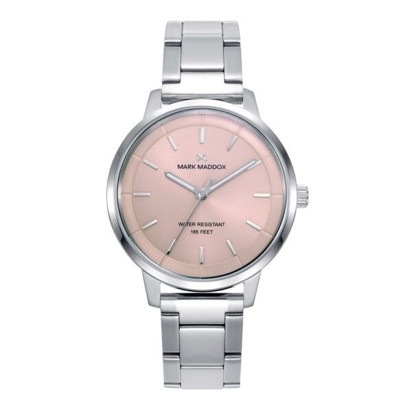 Reloj caja de acero esfera rosa