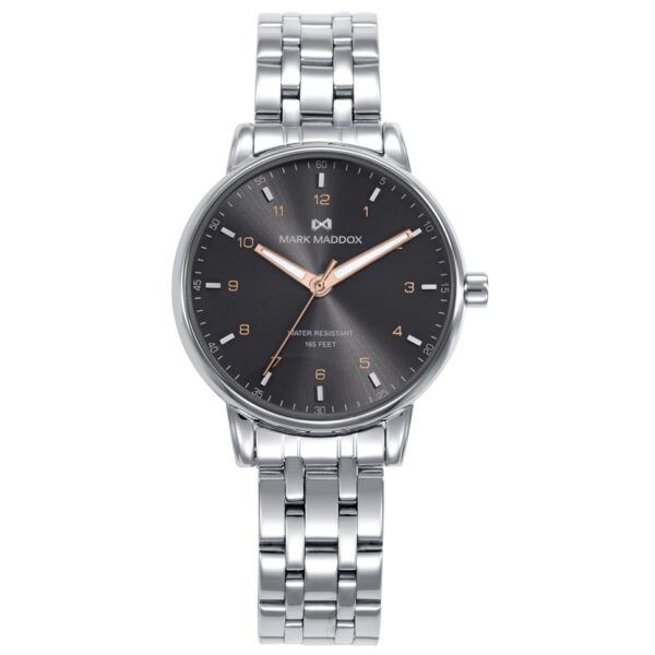 Reloj caja de acero con esfera gris