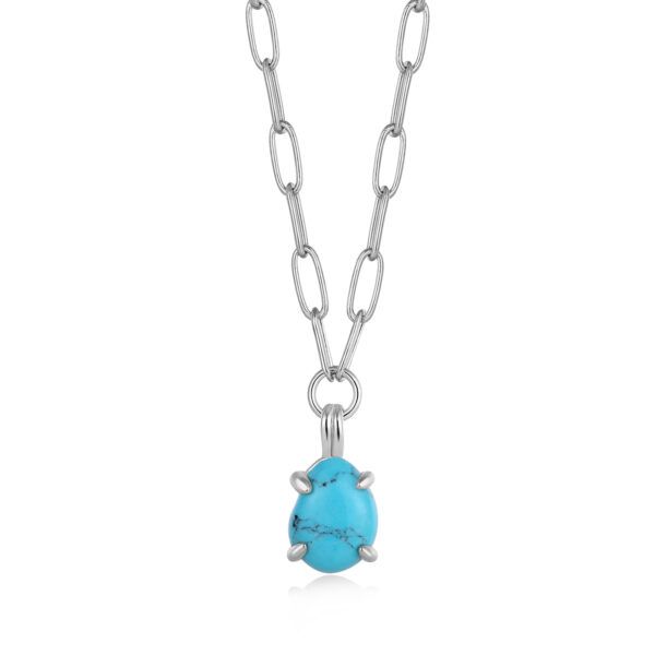 Colgante con cadena de eslabones y piedra turquesa