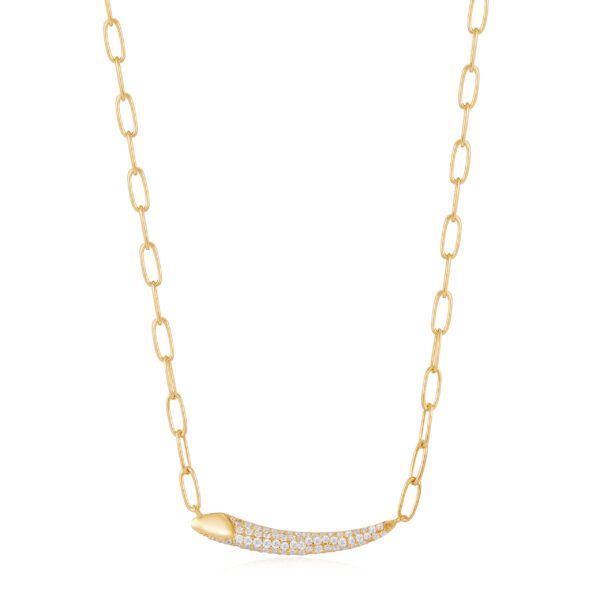 Collar de plata con colgante de barra pavé