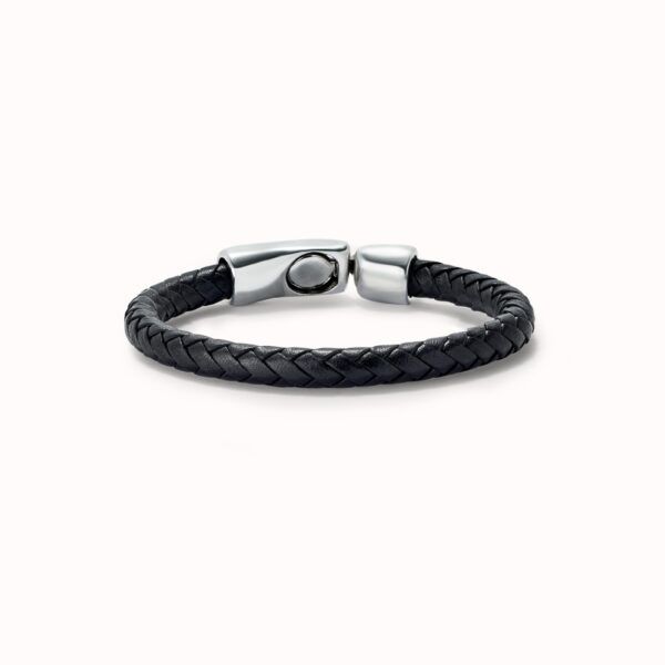 Pulsera de cuero tubular negra