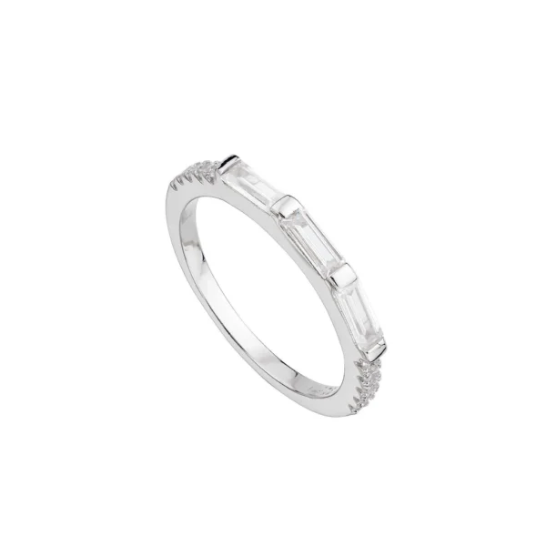 Anillo triple Baguette Plata