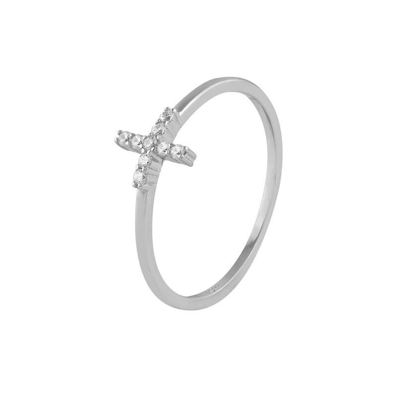 Anillo de plata con cruz de circonitas