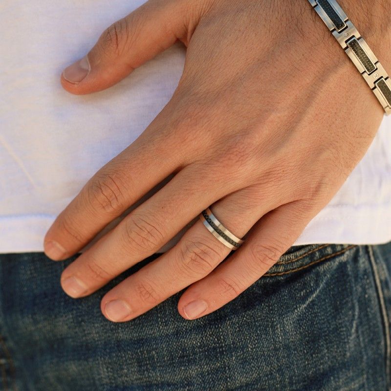 Anillo APOLLO Acero Satinado/Carbono Negro - Imagen 4