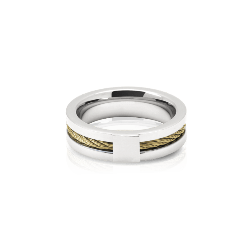 Anillo Acero con Cable Bicolor Amarillo - Imagen 3