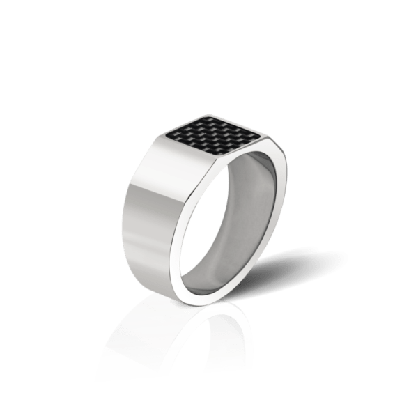 Anillo mercurio en acero pulido y al carbono