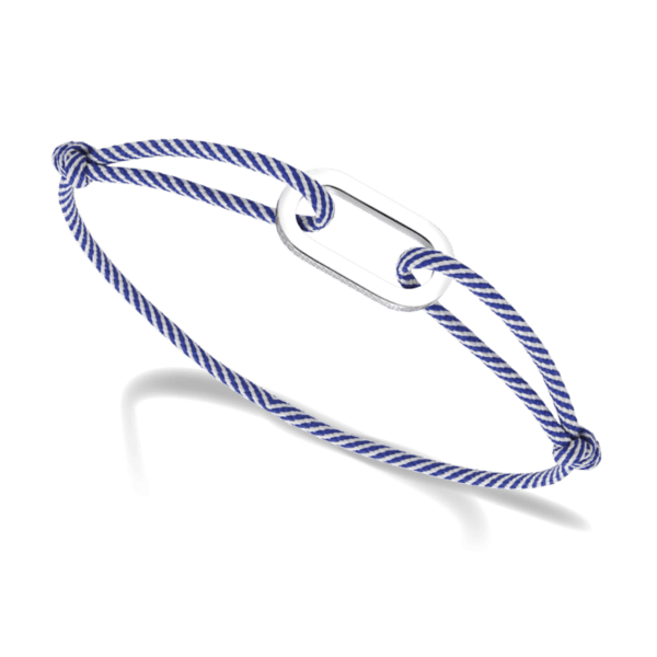 Pulsera de acero pulido y cordón de algodón