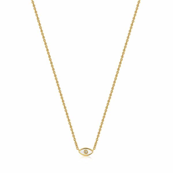 Collar ojo plata bañada con perla madre y circonita