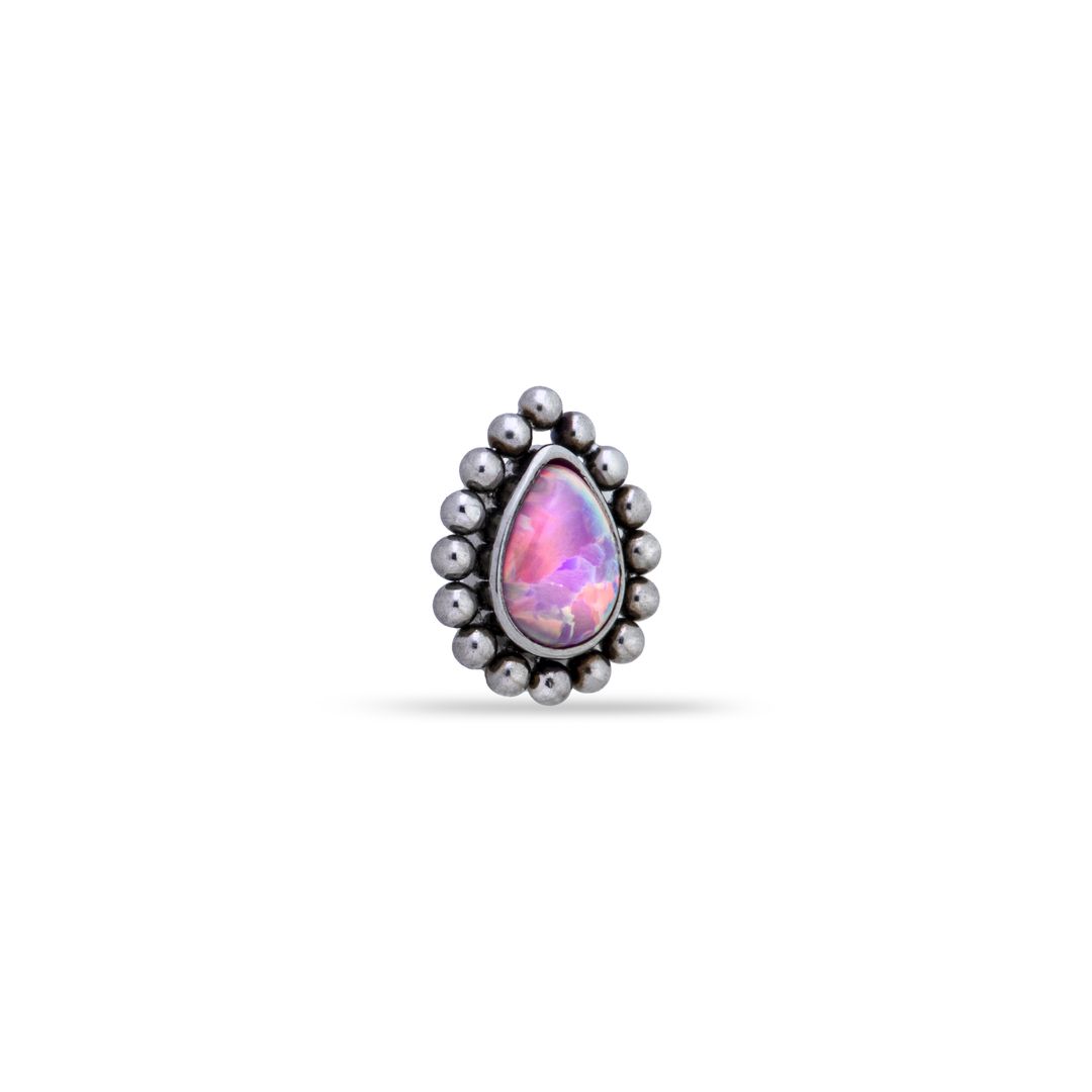 Piercing gota con filigrana ópalo rosa
