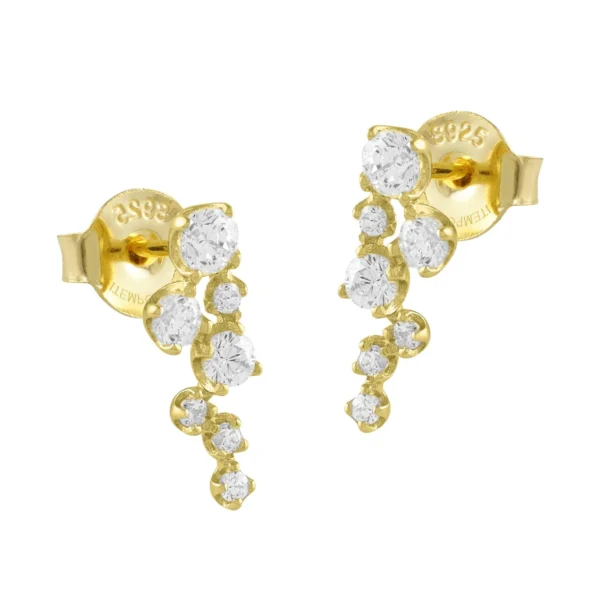 Pendientes racimo plata chapada y circonitas
