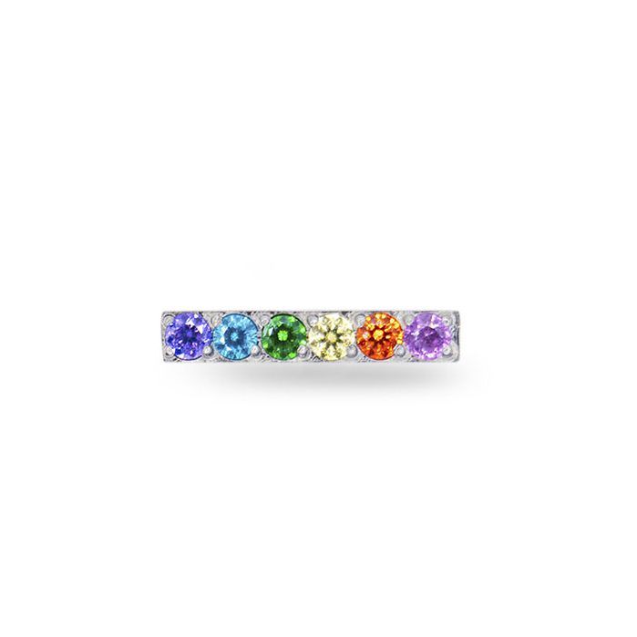 Piercing barra con 6 cristales multicolor