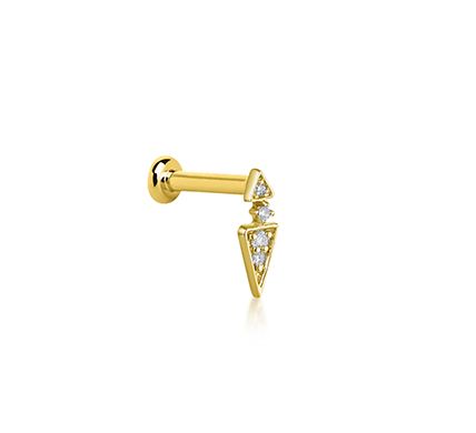 Mini Daga Piercing en Oro 18k con Diamantes