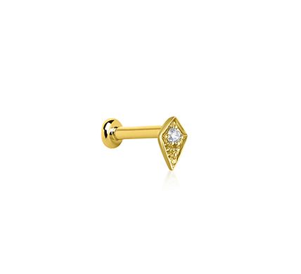 Piercing Mini Rombo en Oro con Diamante