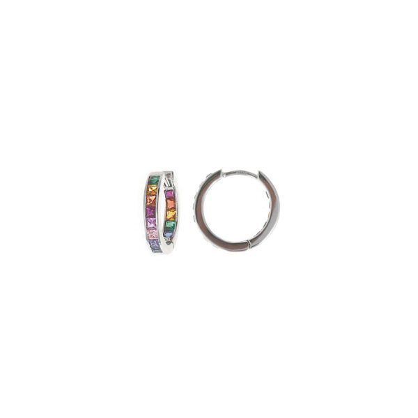 Pendientes de aro con circonitas multicolor