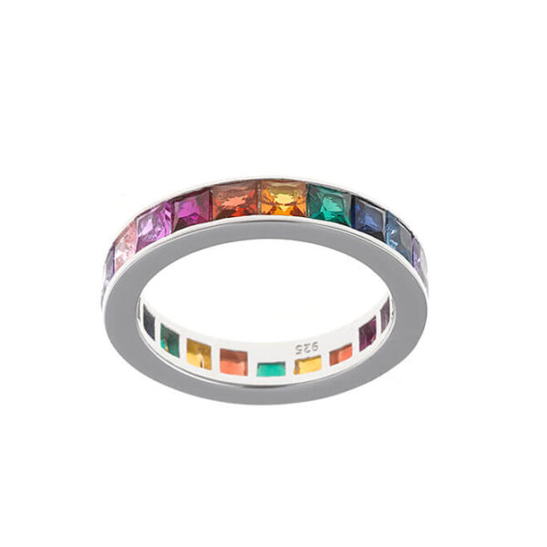 Sortija plata con circonitas multicolor