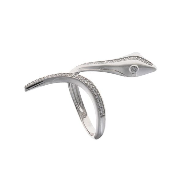 Anillo serpiente en plata de ley con circonitas blancas