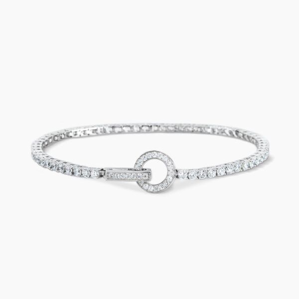 Pulsera de tenis en plata con circonitas y cierre de aro