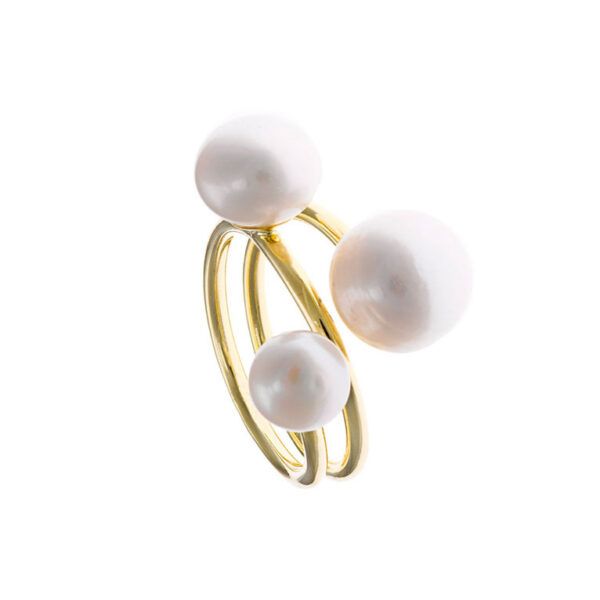 Anillo 3 perlas agua