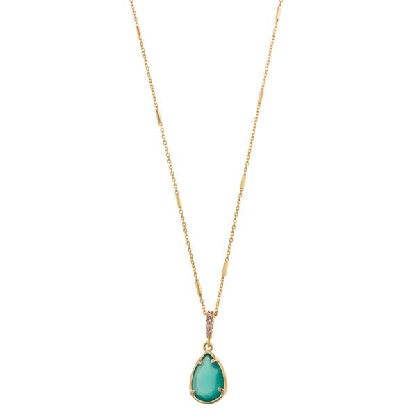 Collar con Barra de Rubí Rosa Brillante y Ónix Verde