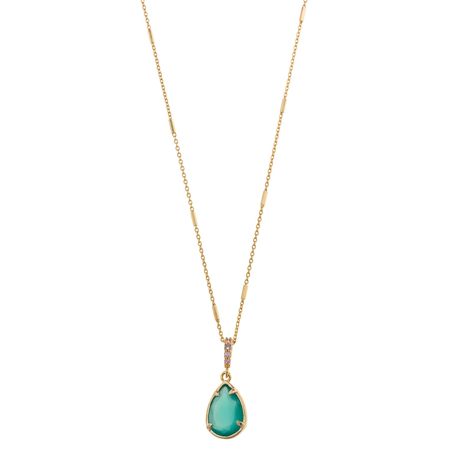 Collar con Barra de Rubí Rosa Brillante y Ónix Verde